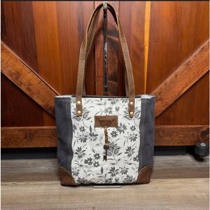 Myra Bag Abstract Key Tote Purse Shoulder Floral Upcycled Canvas